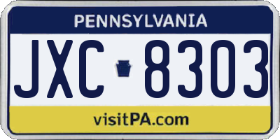 PA license plate JXC8303