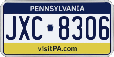 PA license plate JXC8306