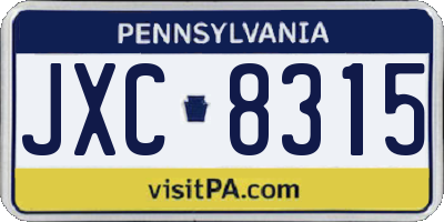 PA license plate JXC8315