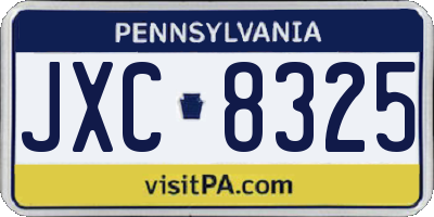 PA license plate JXC8325