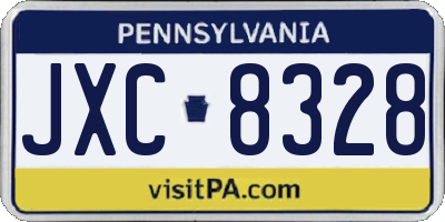 PA license plate JXC8328
