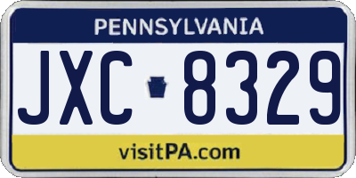 PA license plate JXC8329