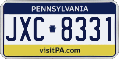 PA license plate JXC8331