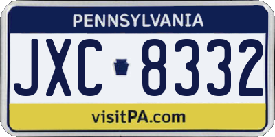 PA license plate JXC8332