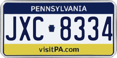 PA license plate JXC8334