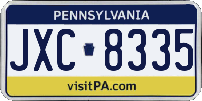 PA license plate JXC8335