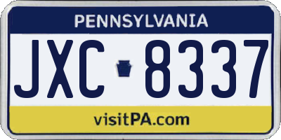 PA license plate JXC8337