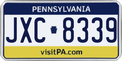 PA license plate JXC8339