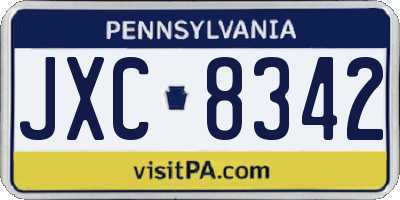 PA license plate JXC8342