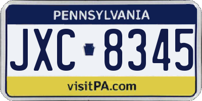 PA license plate JXC8345