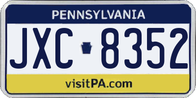 PA license plate JXC8352