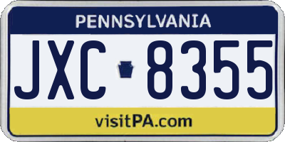 PA license plate JXC8355