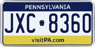 PA license plate JXC8360