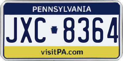 PA license plate JXC8364