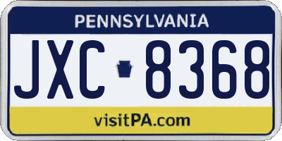 PA license plate JXC8368