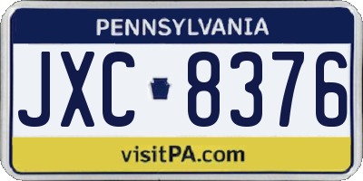 PA license plate JXC8376
