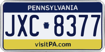 PA license plate JXC8377