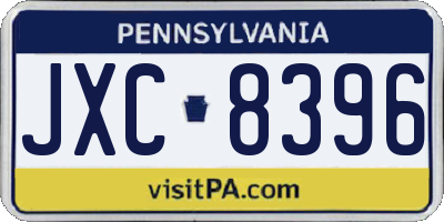 PA license plate JXC8396