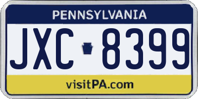 PA license plate JXC8399