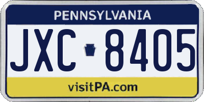 PA license plate JXC8405
