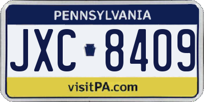 PA license plate JXC8409
