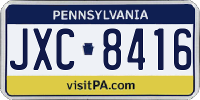 PA license plate JXC8416