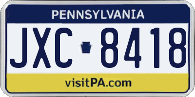 PA license plate JXC8418