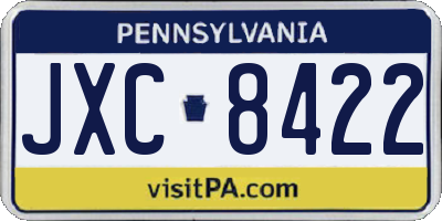 PA license plate JXC8422