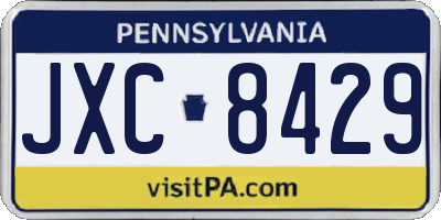 PA license plate JXC8429