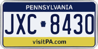 PA license plate JXC8430