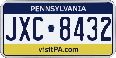 PA license plate JXC8432