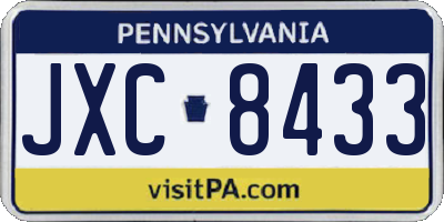 PA license plate JXC8433