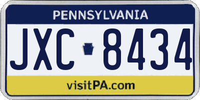 PA license plate JXC8434