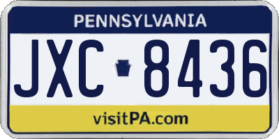 PA license plate JXC8436