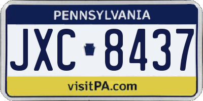 PA license plate JXC8437