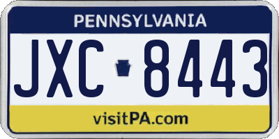 PA license plate JXC8443