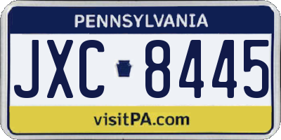 PA license plate JXC8445