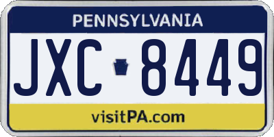 PA license plate JXC8449