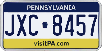 PA license plate JXC8457