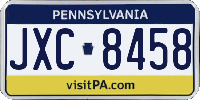 PA license plate JXC8458