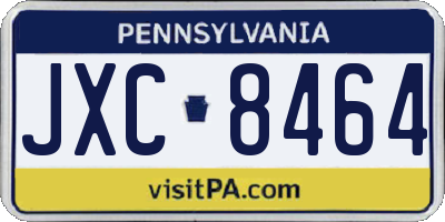 PA license plate JXC8464