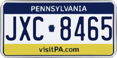 PA license plate JXC8465
