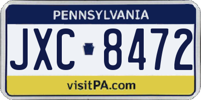 PA license plate JXC8472