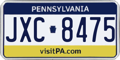 PA license plate JXC8475