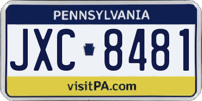 PA license plate JXC8481