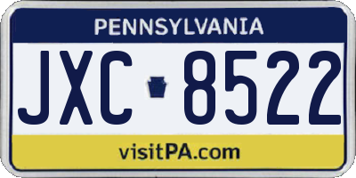 PA license plate JXC8522