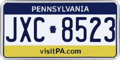 PA license plate JXC8523