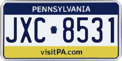PA license plate JXC8531
