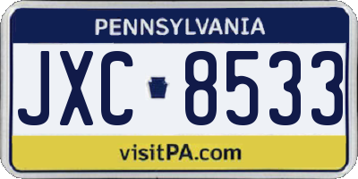 PA license plate JXC8533