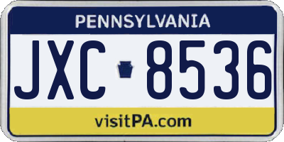 PA license plate JXC8536